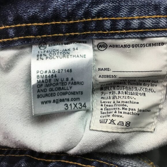 AG Adriano Goldschmied Graduate Tailored Leg Jeans Mens 31x34 Dark Wash - Picture 11 of 11